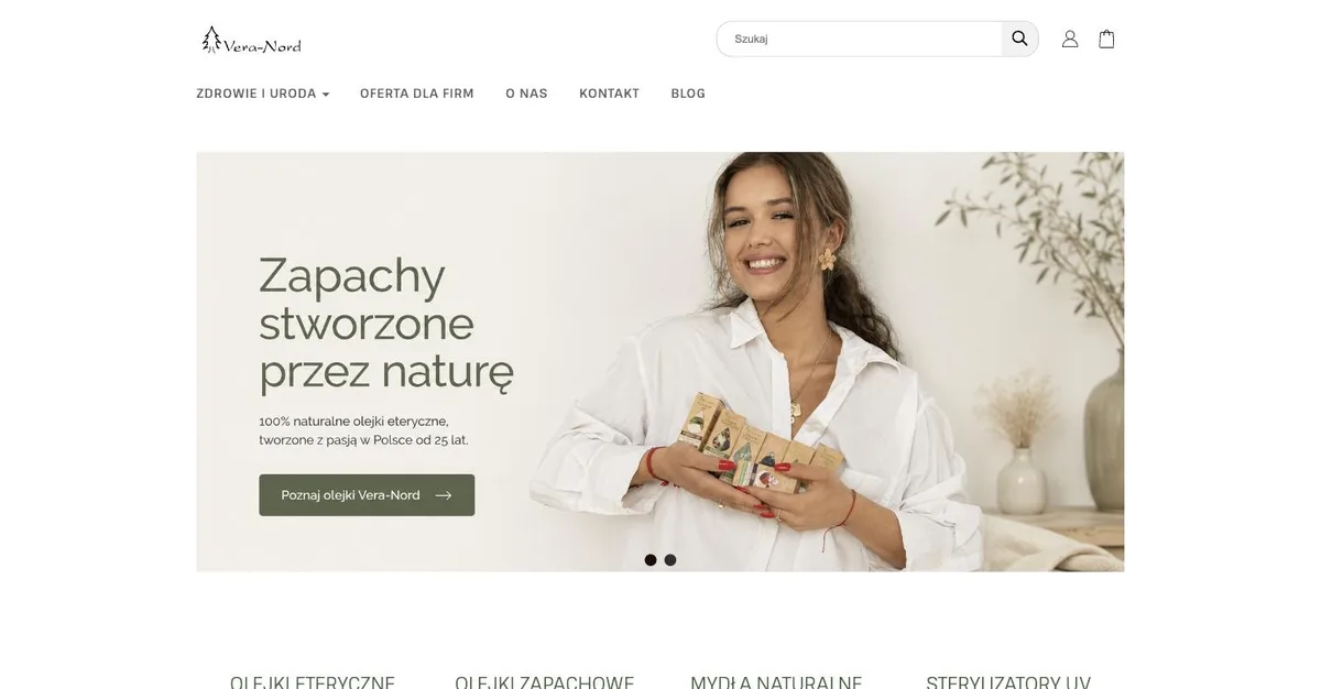 Veranord essential oils store homepage
